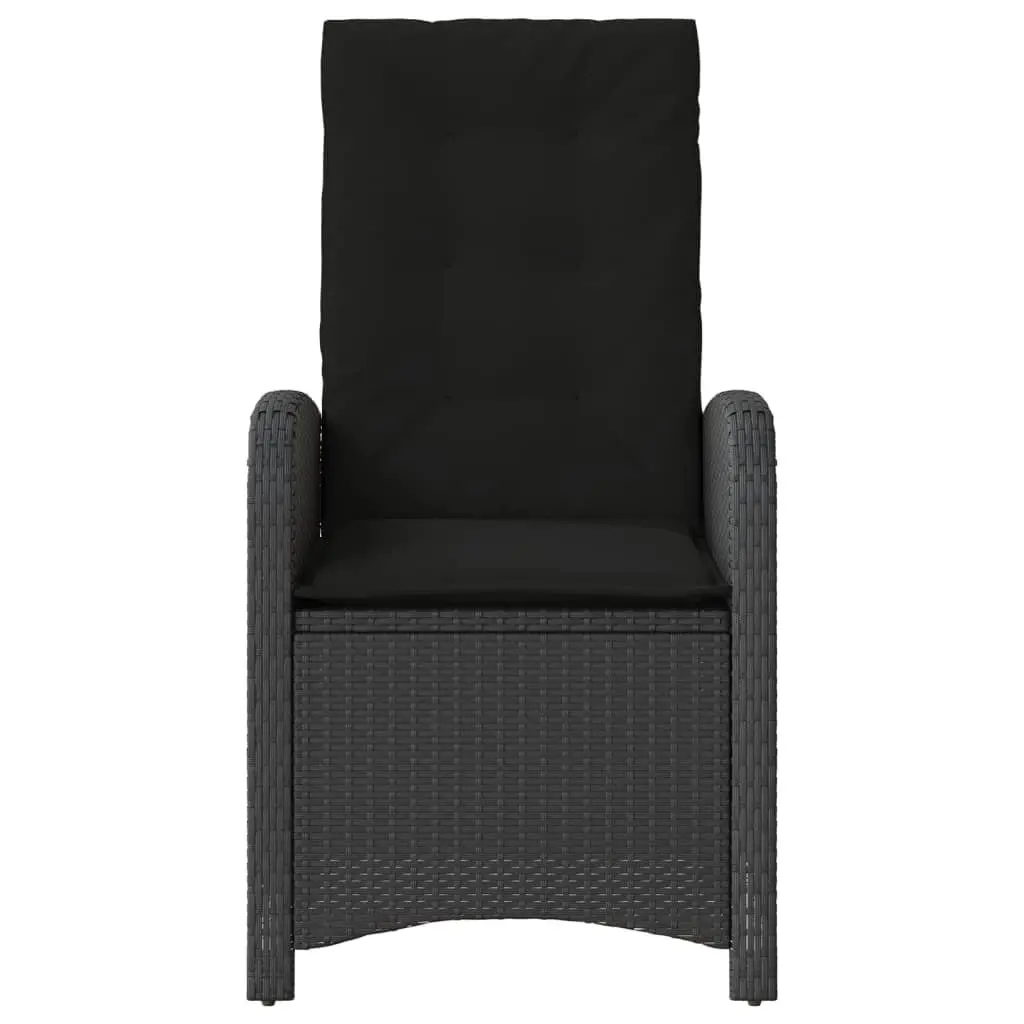 Reclining Garden Chairs PE Rattan Adjustable Black 2 Piece with Cushions