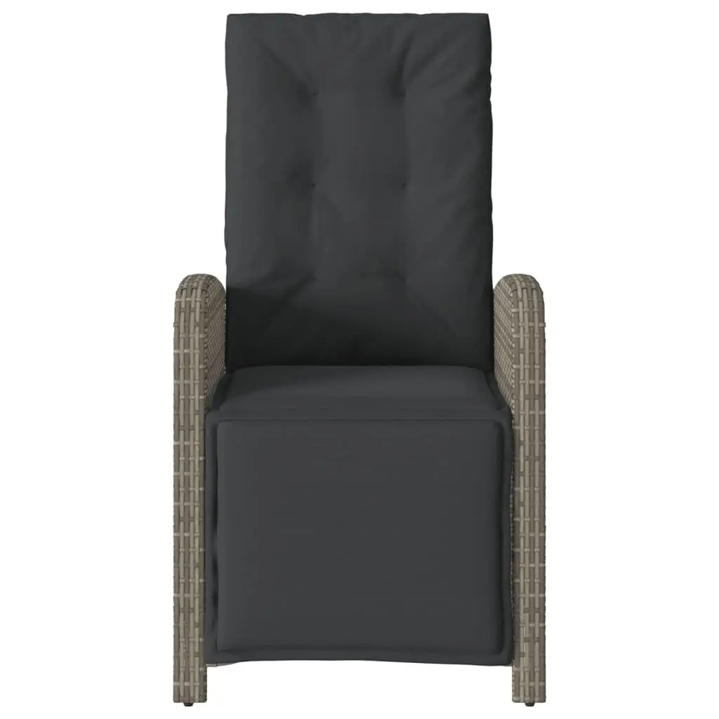 Reclining Garden Chair PE Rattan Adjustable Backrest Footrest Powder-coated Steel Grey