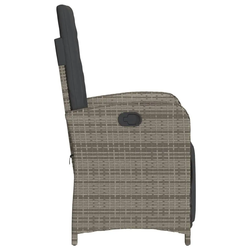 Reclining Garden Chair PE Rattan Adjustable Backrest Footrest Powder-coated Steel Grey