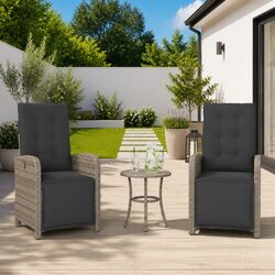 Practical Grey Reclining Outdoor Chairs with Footrests