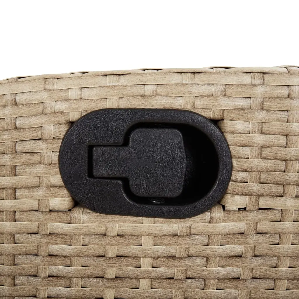 Outdoor Reclining Chairs 2 Pieces Beige Padded Cushions Adjustable Backrest Footrest PE Rattan Frame