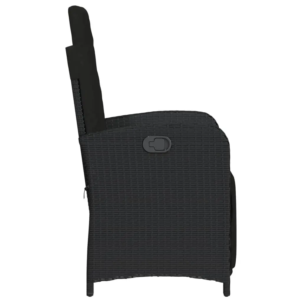 3 Piece Bistro Set Poly Rattan Cushioned Black Outdoor Garden Furniture