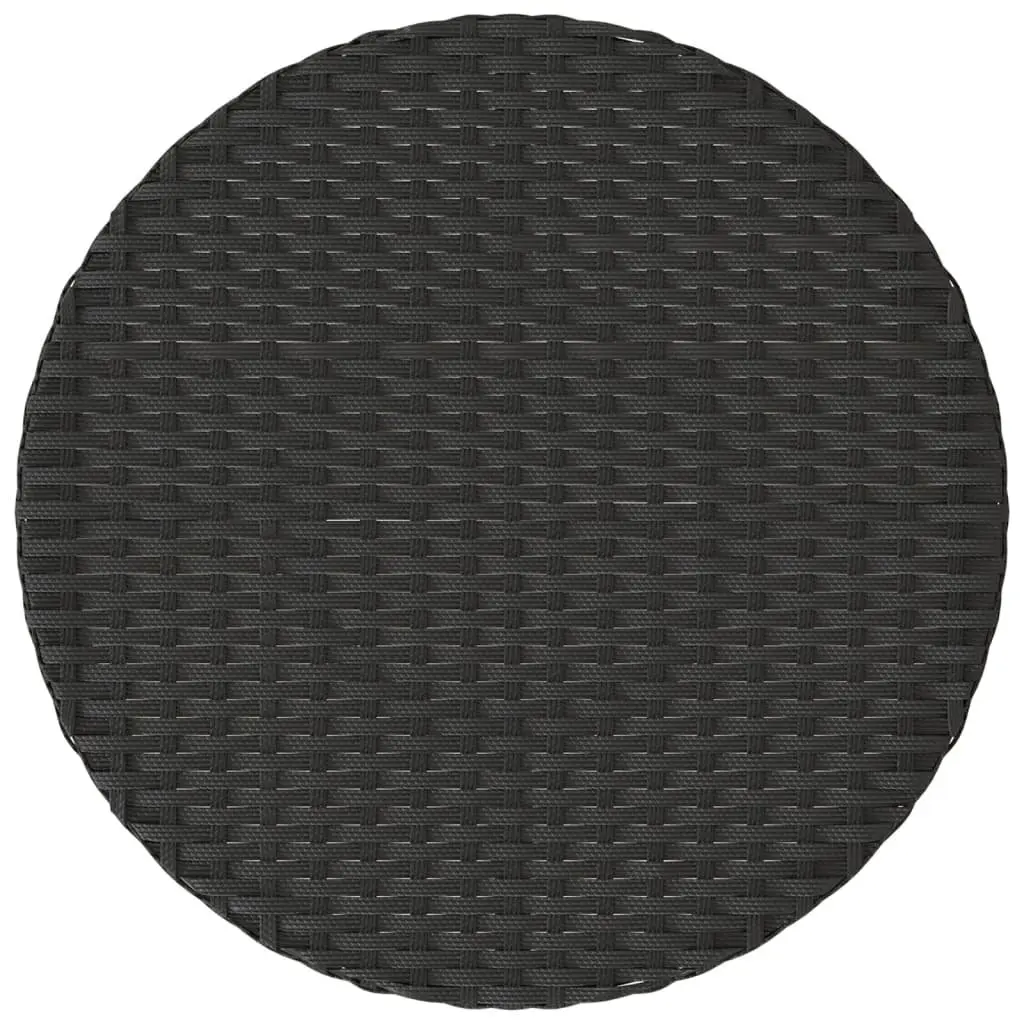 3 Piece Bistro Set Poly Rattan Cushioned Black Outdoor Garden Furniture