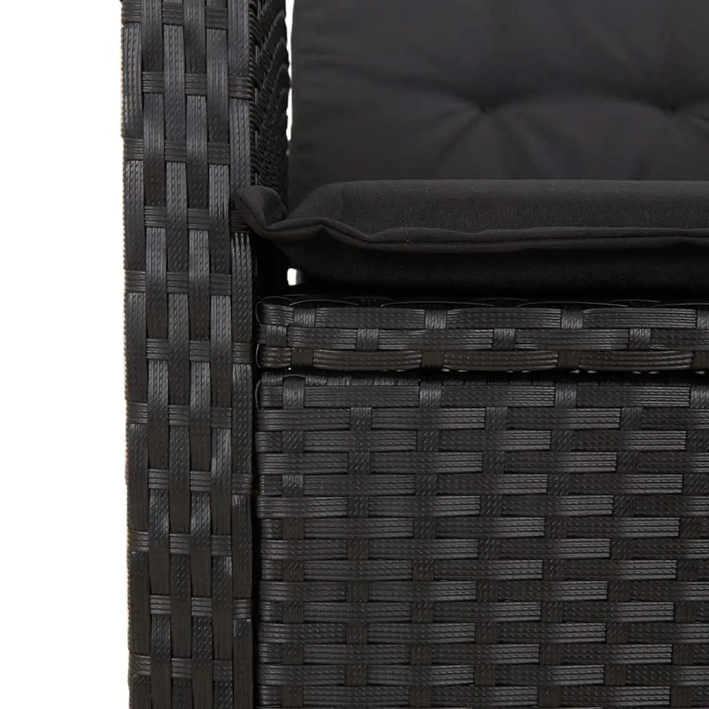 Outdoor Reclining Chair Garden Seat Black Padded Cushions Adjustable Backrest