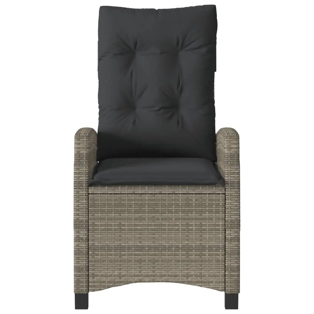 Reclining Garden Chairs 2 pcs Adjustable Grey PE Rattan with Cushions
