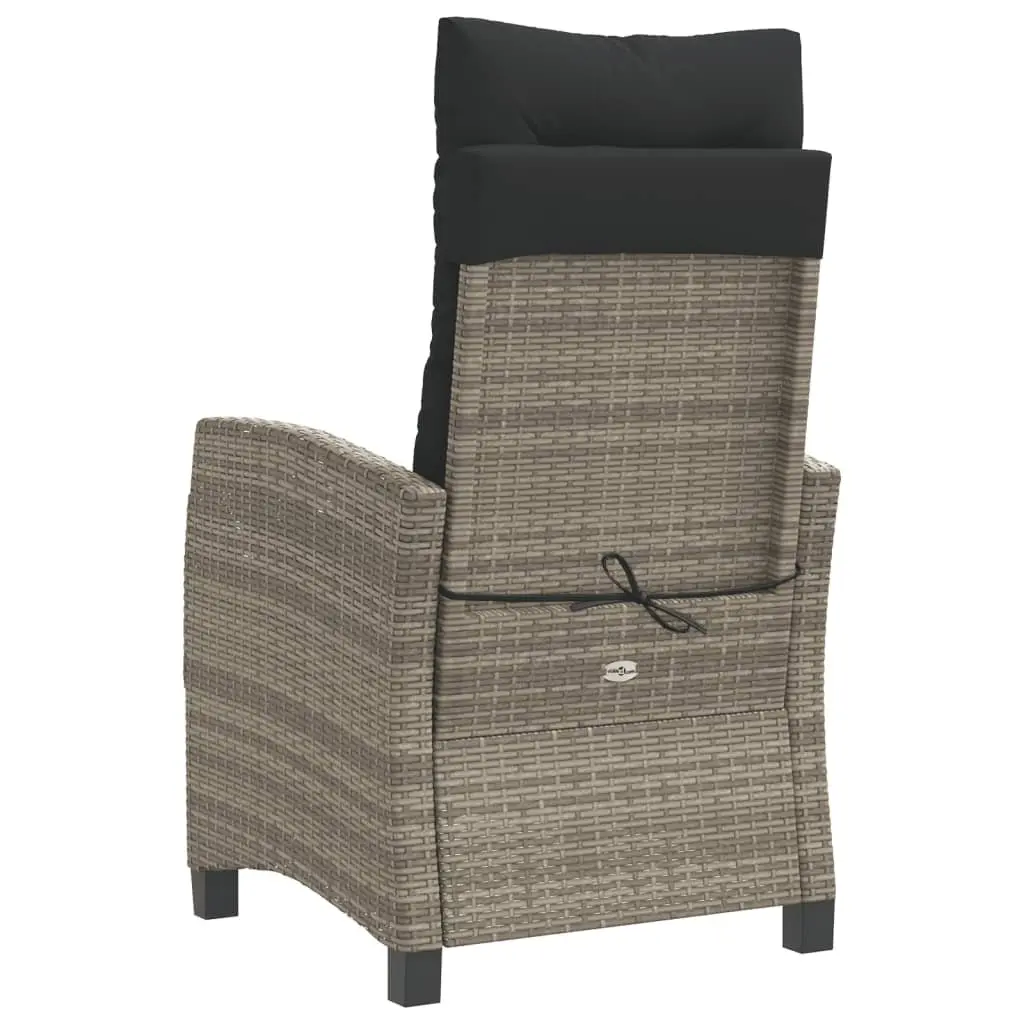 Reclining Garden Chairs 2 pcs Adjustable Grey PE Rattan with Cushions