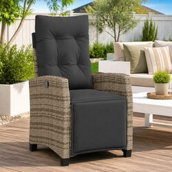 Reclining Garden Chair with Footrest Adjustable Backrest Outdoor Seating Grey