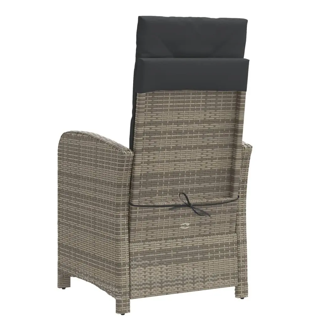 Reclining Garden Chair PE Rattan Adjustable Backrest Footrest Grey