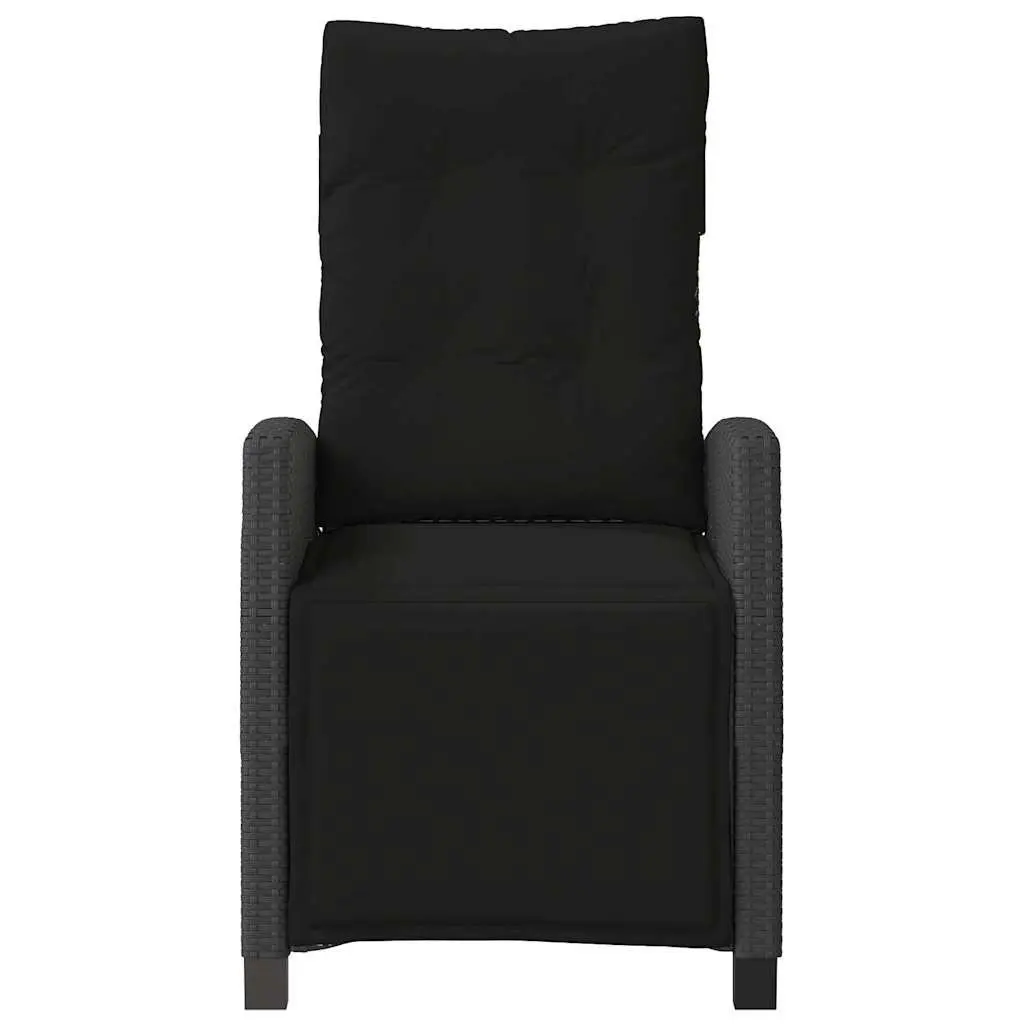 Reclining Garden Chairs Adjustable Backrest Footrest 2 pcs Black PE Rattan Powder-coated Steel