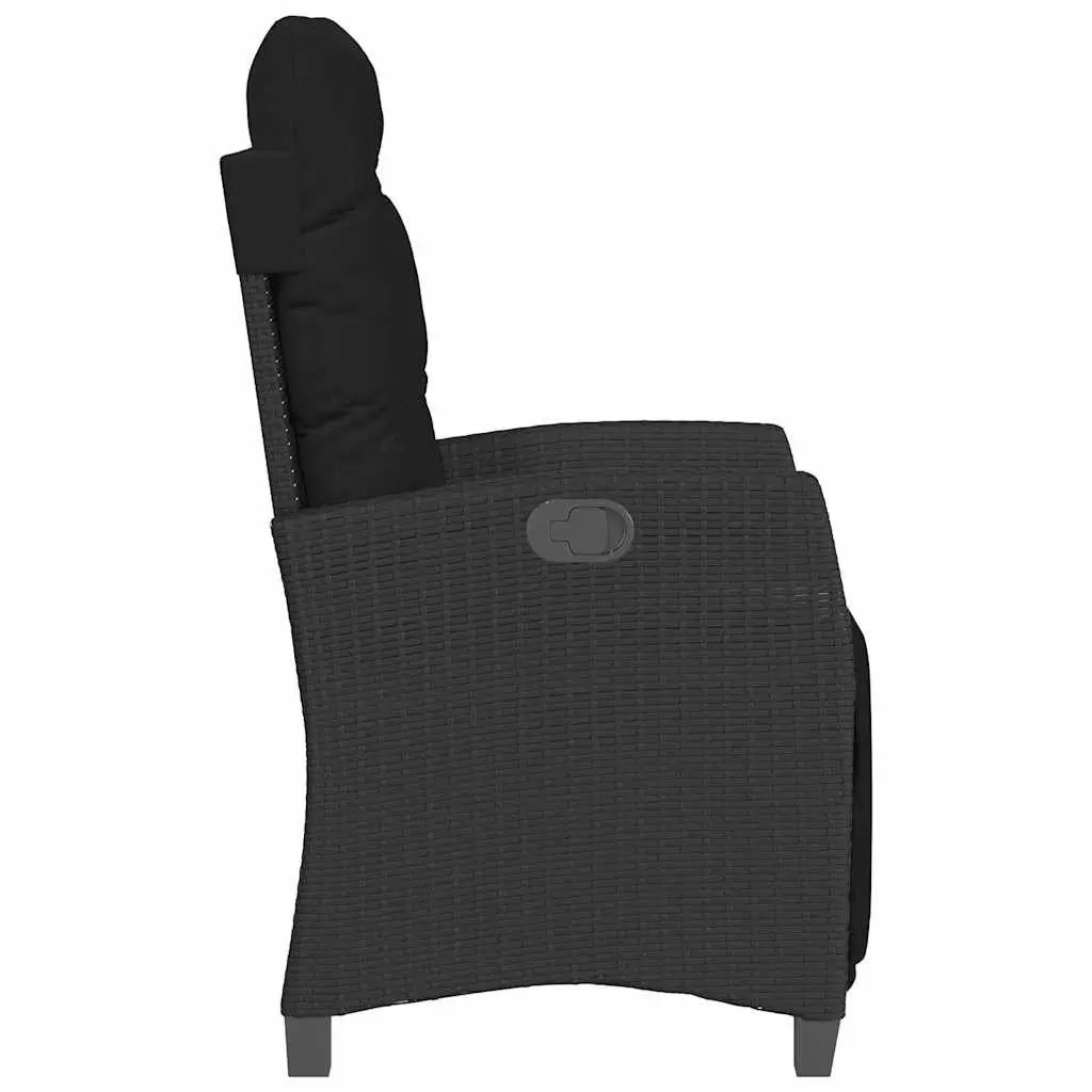 Reclining Garden Chairs Adjustable Backrest Footrest 2 pcs Black PE Rattan Powder-coated Steel