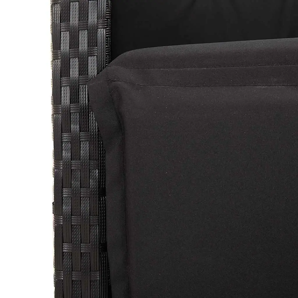 Reclining Garden Chairs Adjustable Backrest Footrest 2 pcs Black PE Rattan Powder-coated Steel