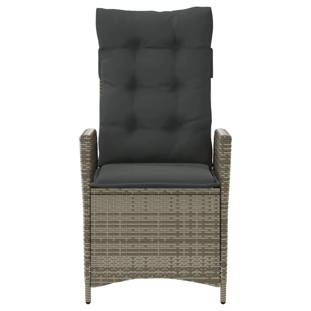 Reclining Garden Chairs 2 Piece Set Grey Poly Rattan with Cushions