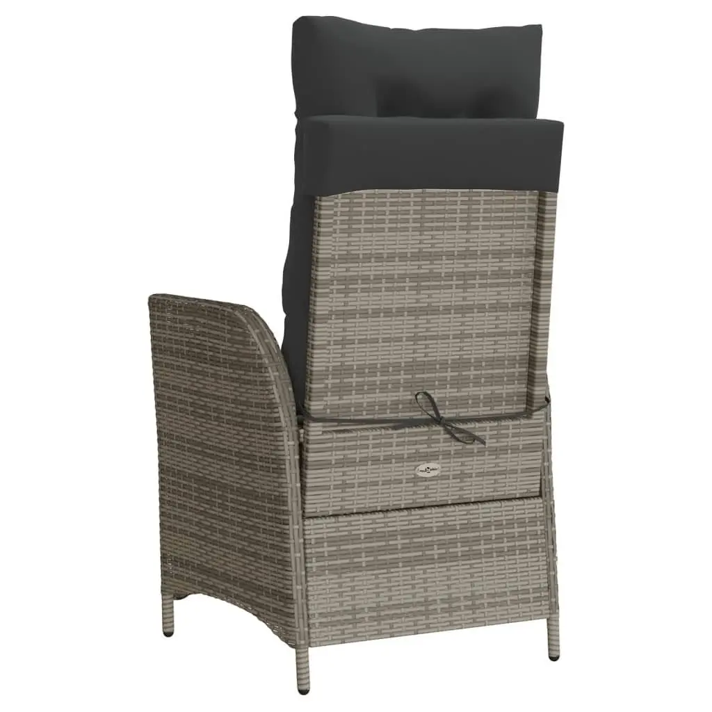 Reclining Garden Chairs 2 Piece Set Grey Poly Rattan with Cushions