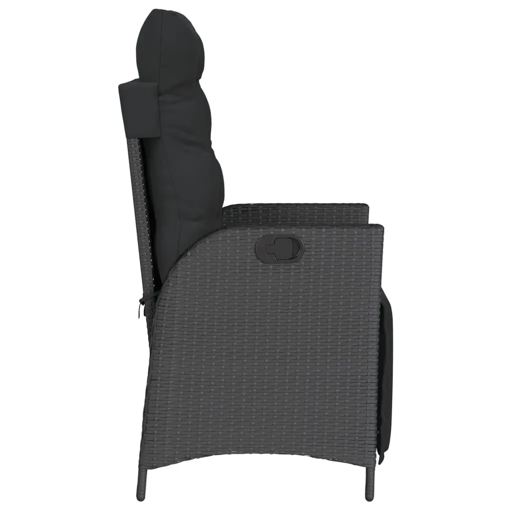 3 Piece Bistro Set Garden Furniture Outdoor Patio Chairs Table Black Poly Rattan