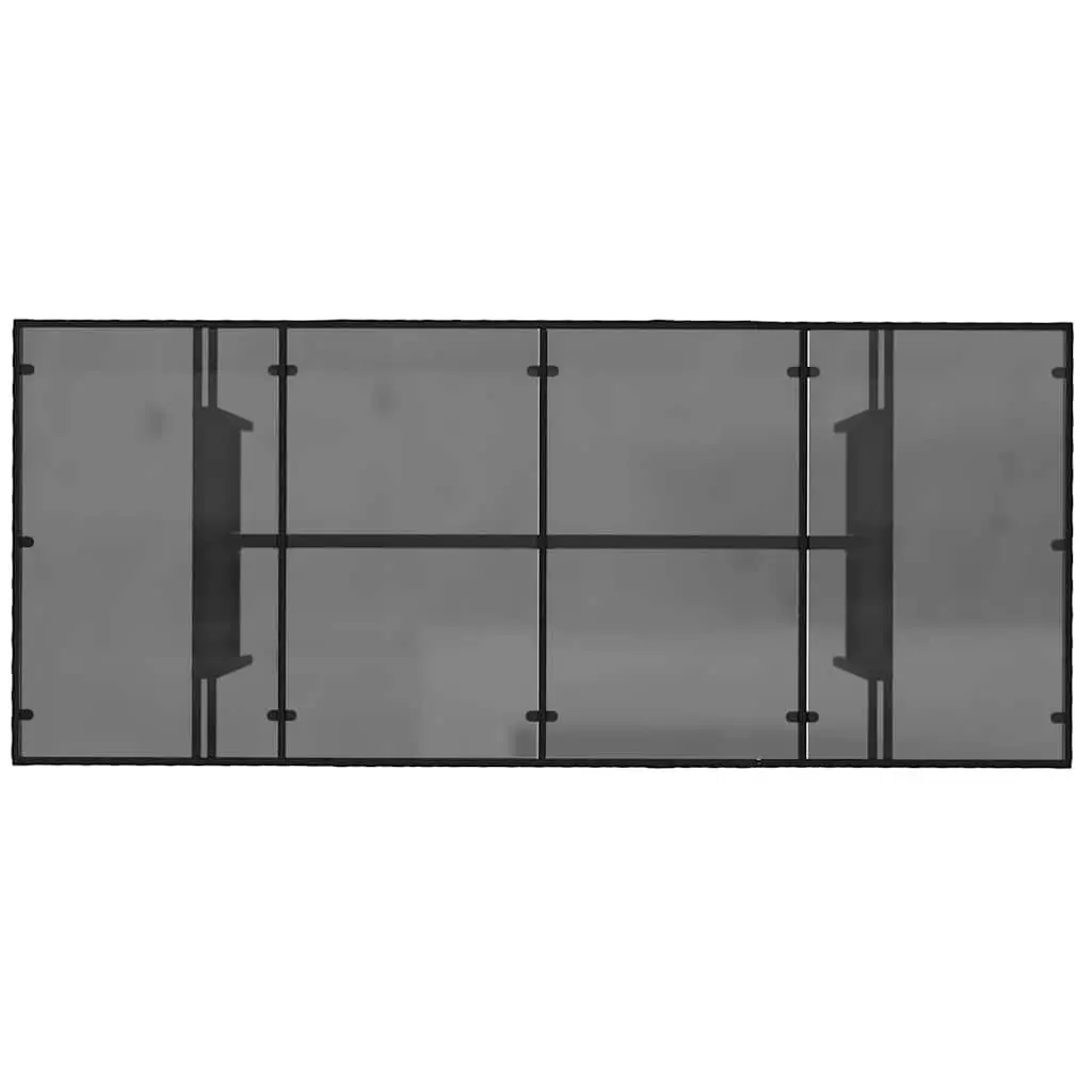Garden Table Poly Rattan Black Tempered Glass Top 190 x 80 x 74 cm Outdoor Furniture