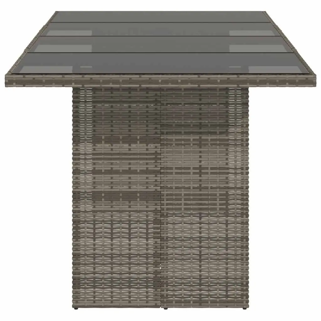 Garden Table Outdoor Patio Furniture Grey Poly Rattan Glass Top 190x80x74cm