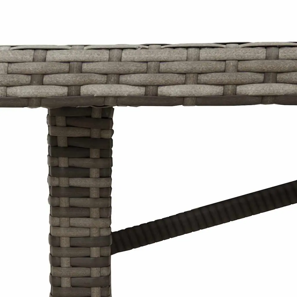 Garden Table Outdoor Patio Furniture Grey Poly Rattan Glass Top 190x80x74cm