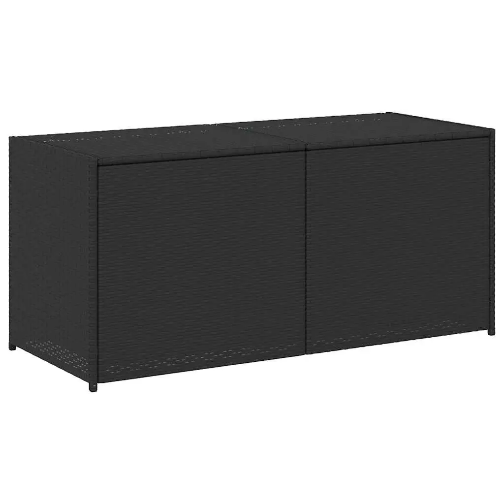 Outdoor Garden Storage Box Poly Rattan 283L Black Weather Resistant Patio Chest