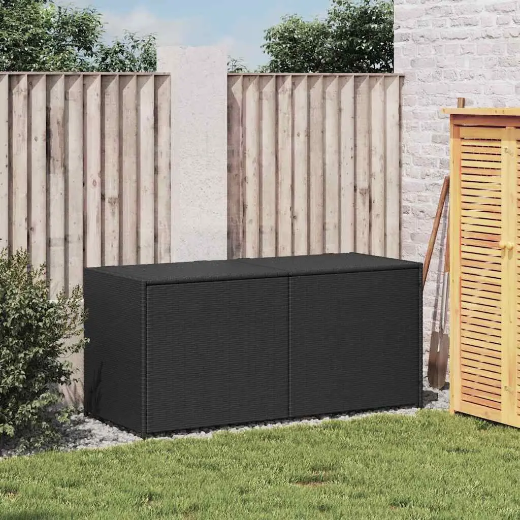Outdoor Garden Storage Box Poly Rattan 283L Black Weather Resistant Patio Chest