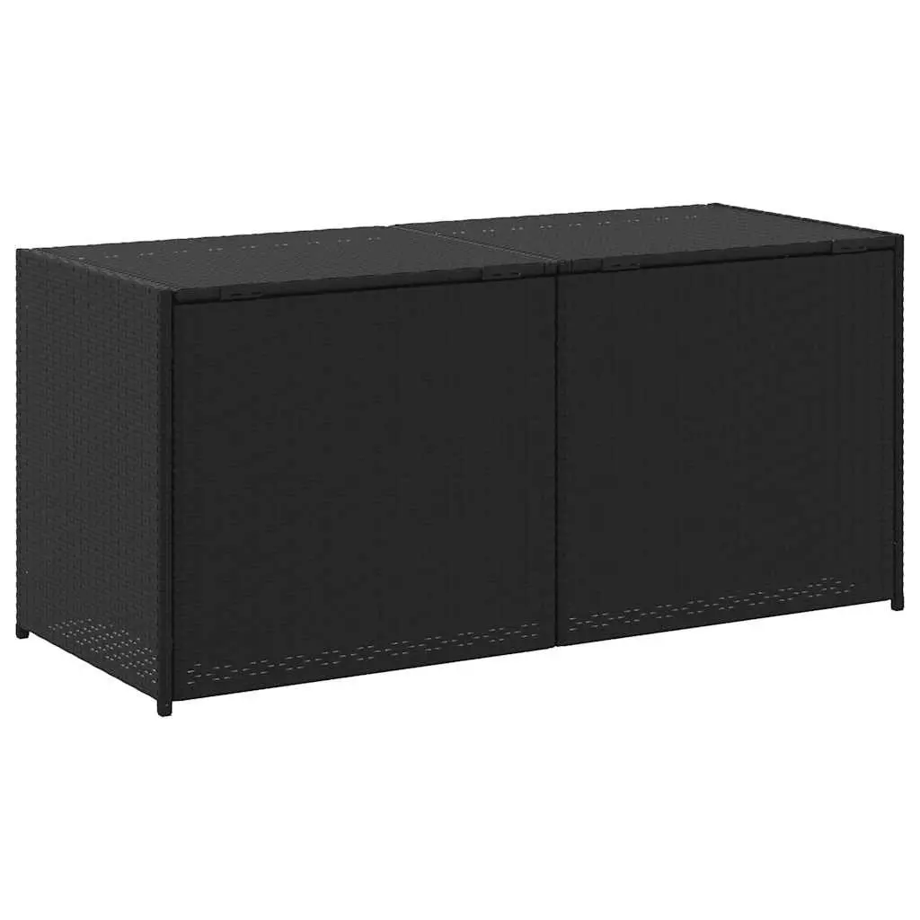 Outdoor Garden Storage Box Poly Rattan 283L Black Weather Resistant Patio Chest