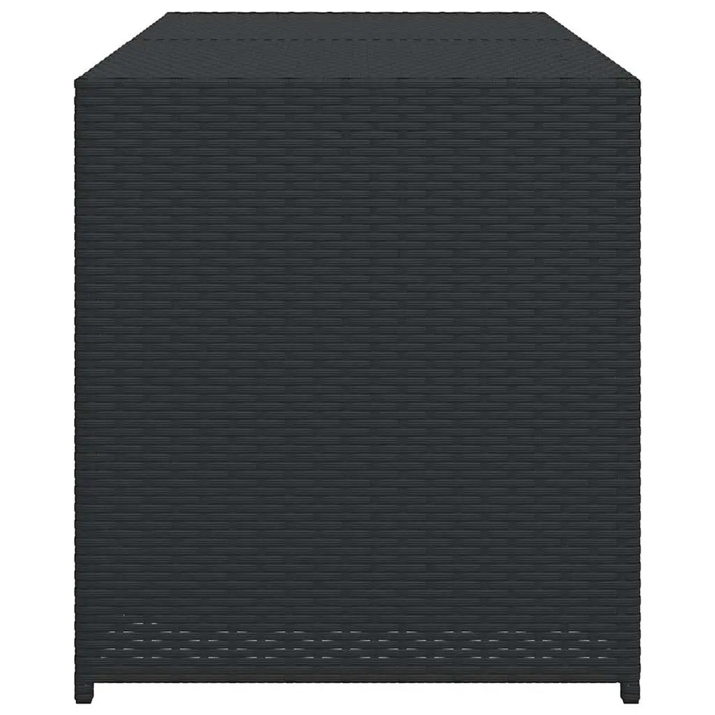 Outdoor Garden Storage Box Poly Rattan 283L Black Weather Resistant Patio Chest