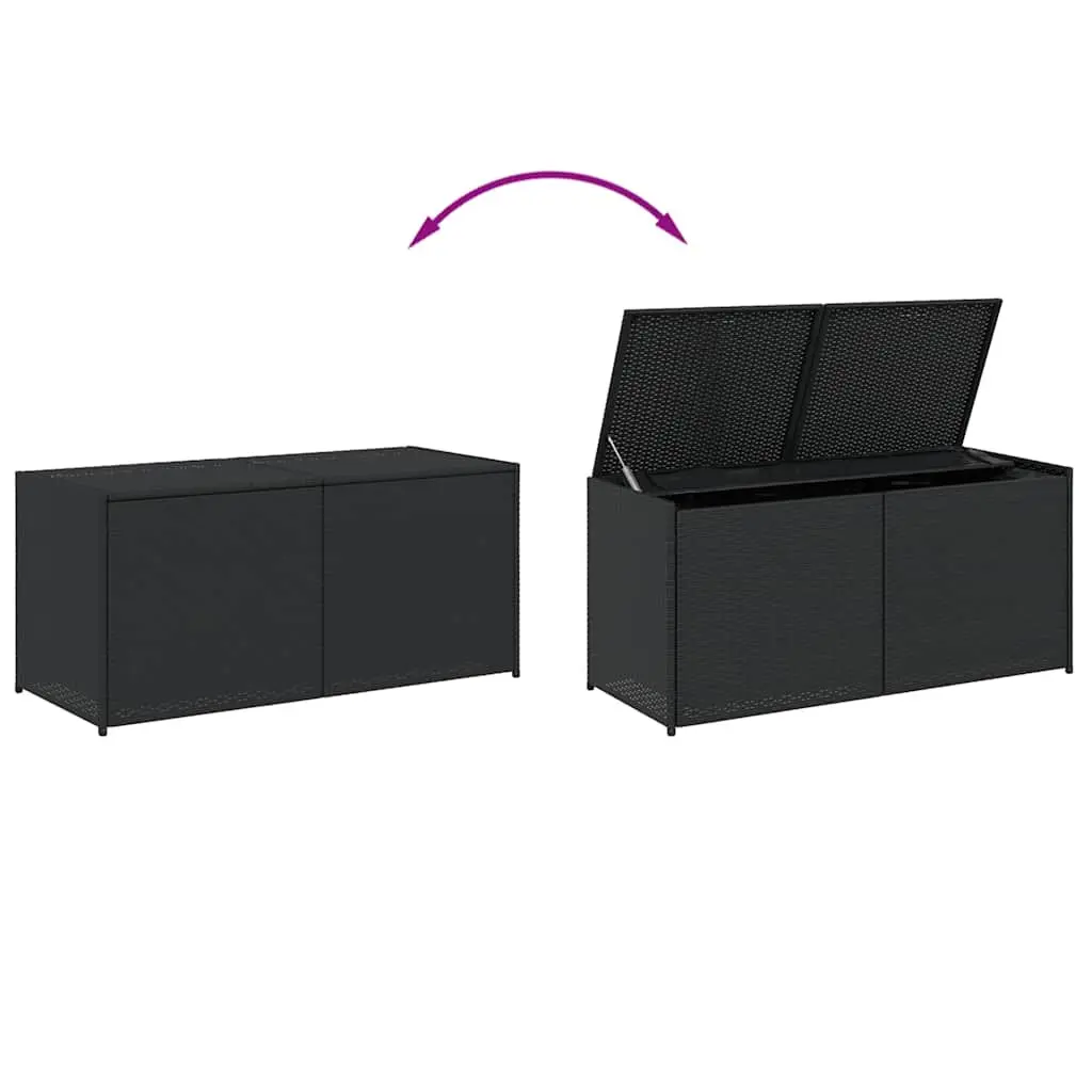 Outdoor Garden Storage Box Poly Rattan 283L Black Weather Resistant Patio Chest