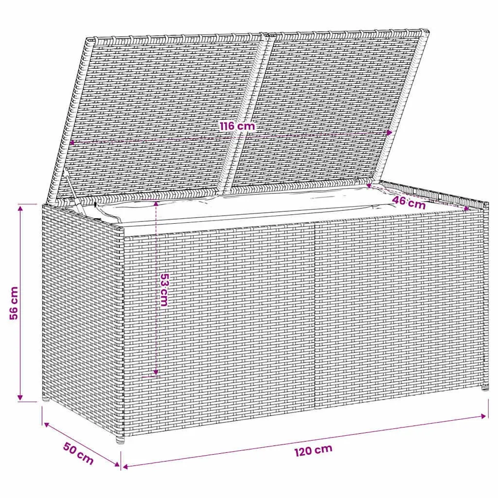 Outdoor Garden Storage Box Poly Rattan 283L Black Weather Resistant Patio Chest