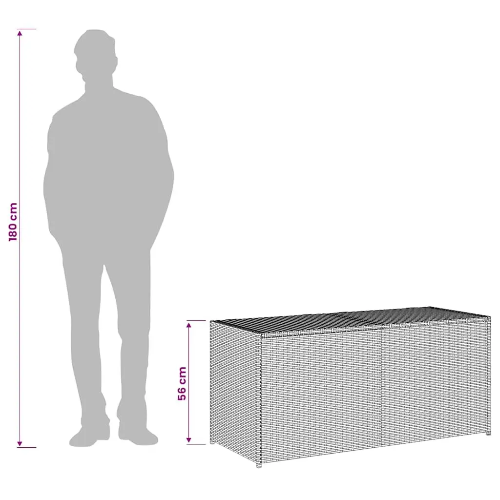Garden Storage Box Outdoor Grey Poly Rattan 283L Cushion Patio Furniture