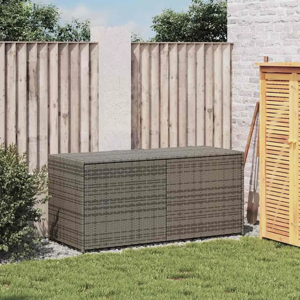Garden Storage Box Outdoor Grey Poly Rattan 283L Cushion Patio Furniture