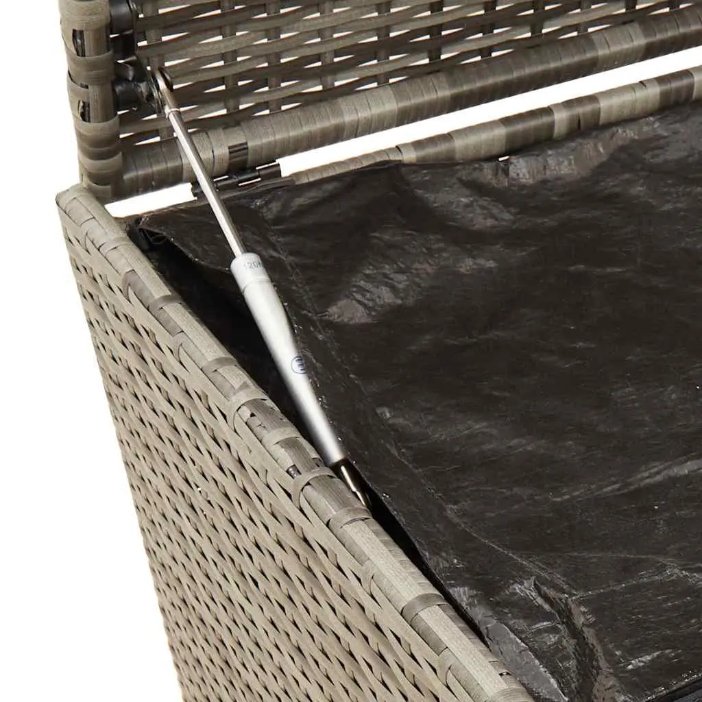 Garden Storage Box Outdoor Grey Poly Rattan 283L Cushion Patio Furniture