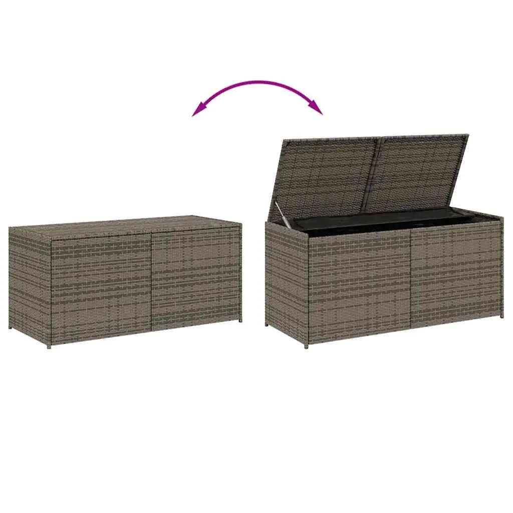 Garden Storage Box Outdoor Grey Poly Rattan 283L Cushion Patio Furniture