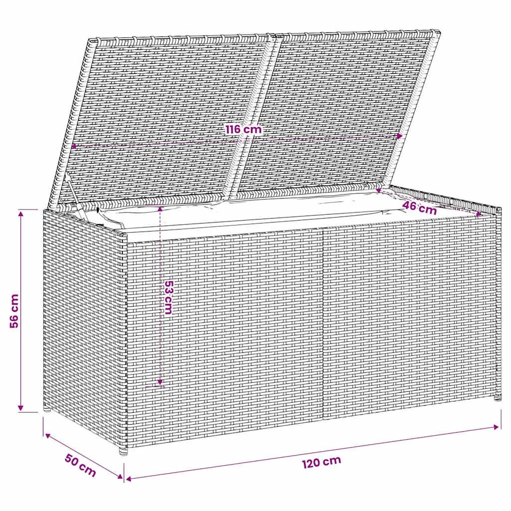 Garden Storage Box Outdoor Grey Poly Rattan 283L Cushion Patio Furniture