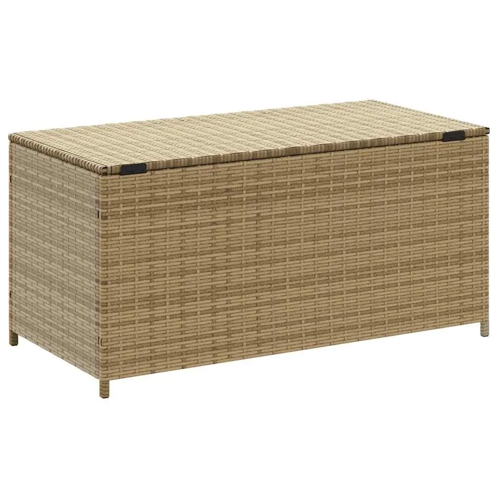 Garden Storage Box Outdoor Beige Poly Rattan Patio Furniture Waterproof Cushion