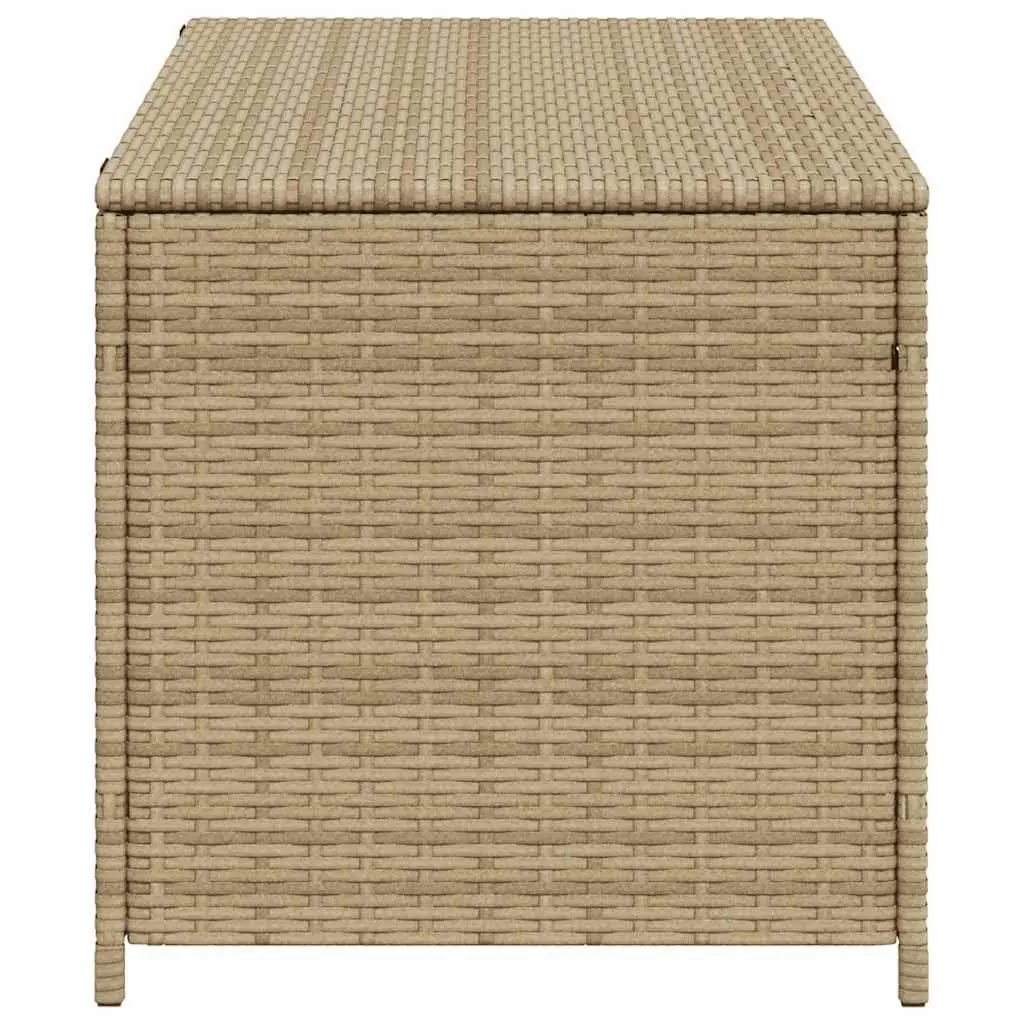 Garden Storage Box Outdoor Beige Poly Rattan Patio Furniture Waterproof Cushion