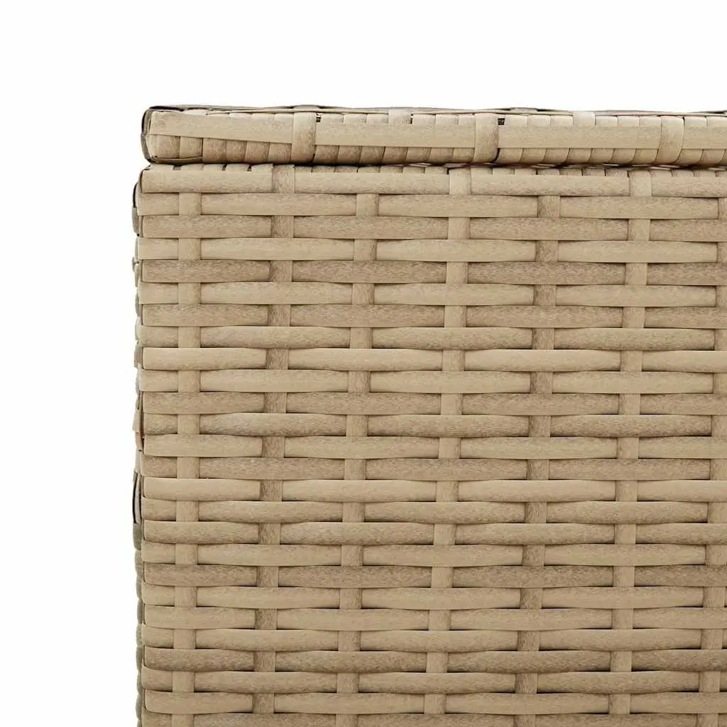 Garden Storage Box Outdoor Beige Poly Rattan Patio Furniture Waterproof Cushion