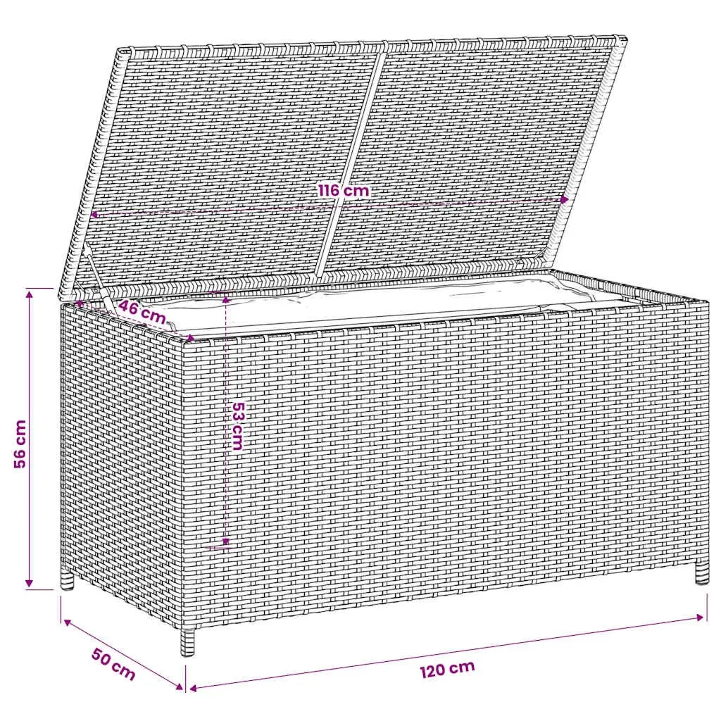 Garden Storage Box Outdoor Beige Poly Rattan Patio Furniture Waterproof Cushion