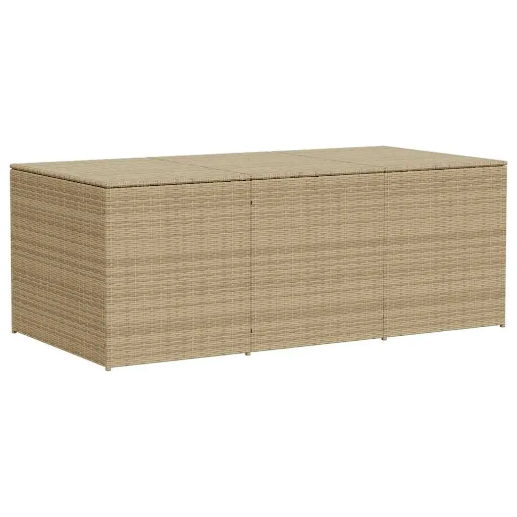 Garden Storage Box Poly Rattan Beige Weather-Resistant Outdoor 984L