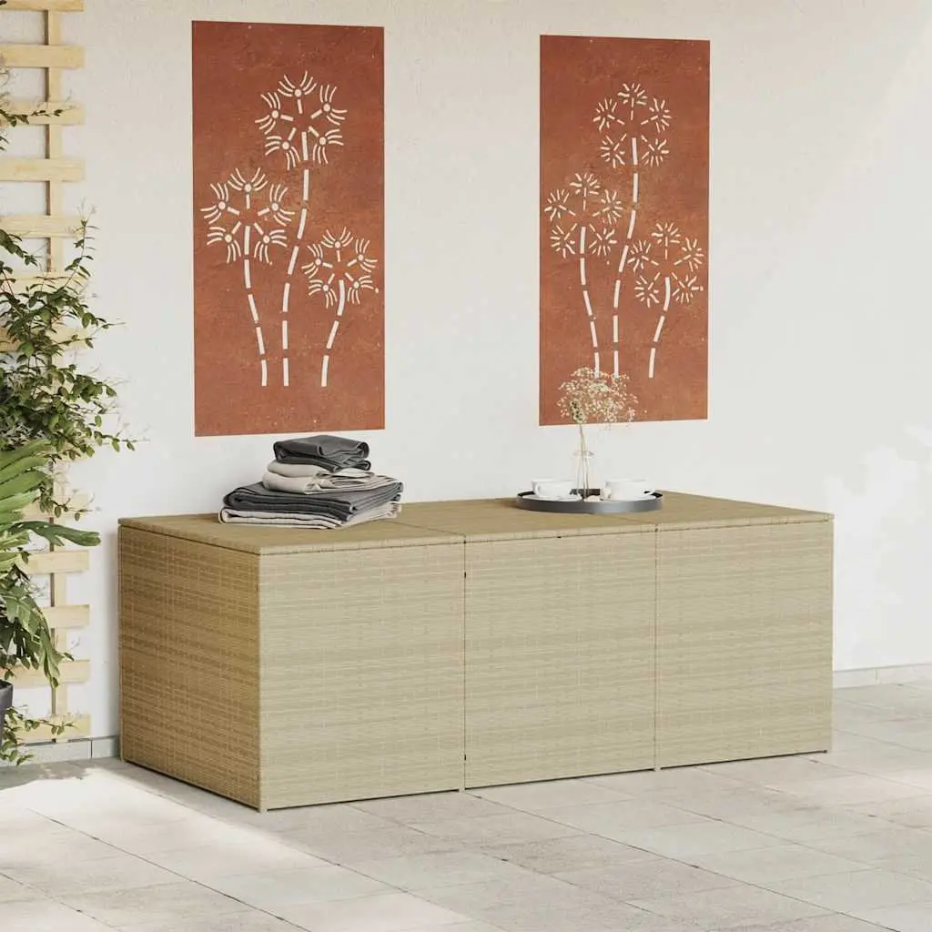 Garden Storage Box Poly Rattan Beige Weather-Resistant Outdoor 984L