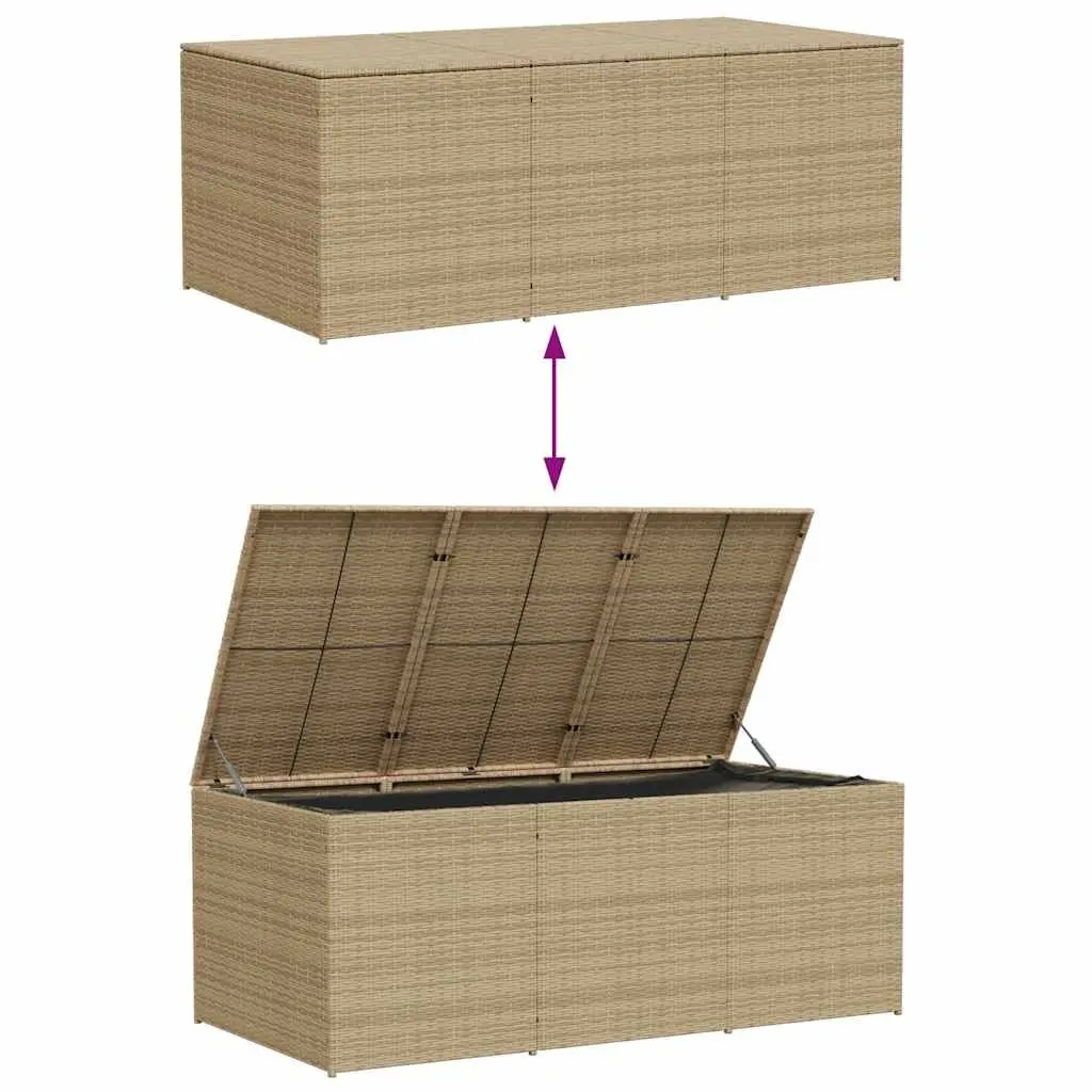 Garden Storage Box Poly Rattan Beige Weather-Resistant Outdoor 984L