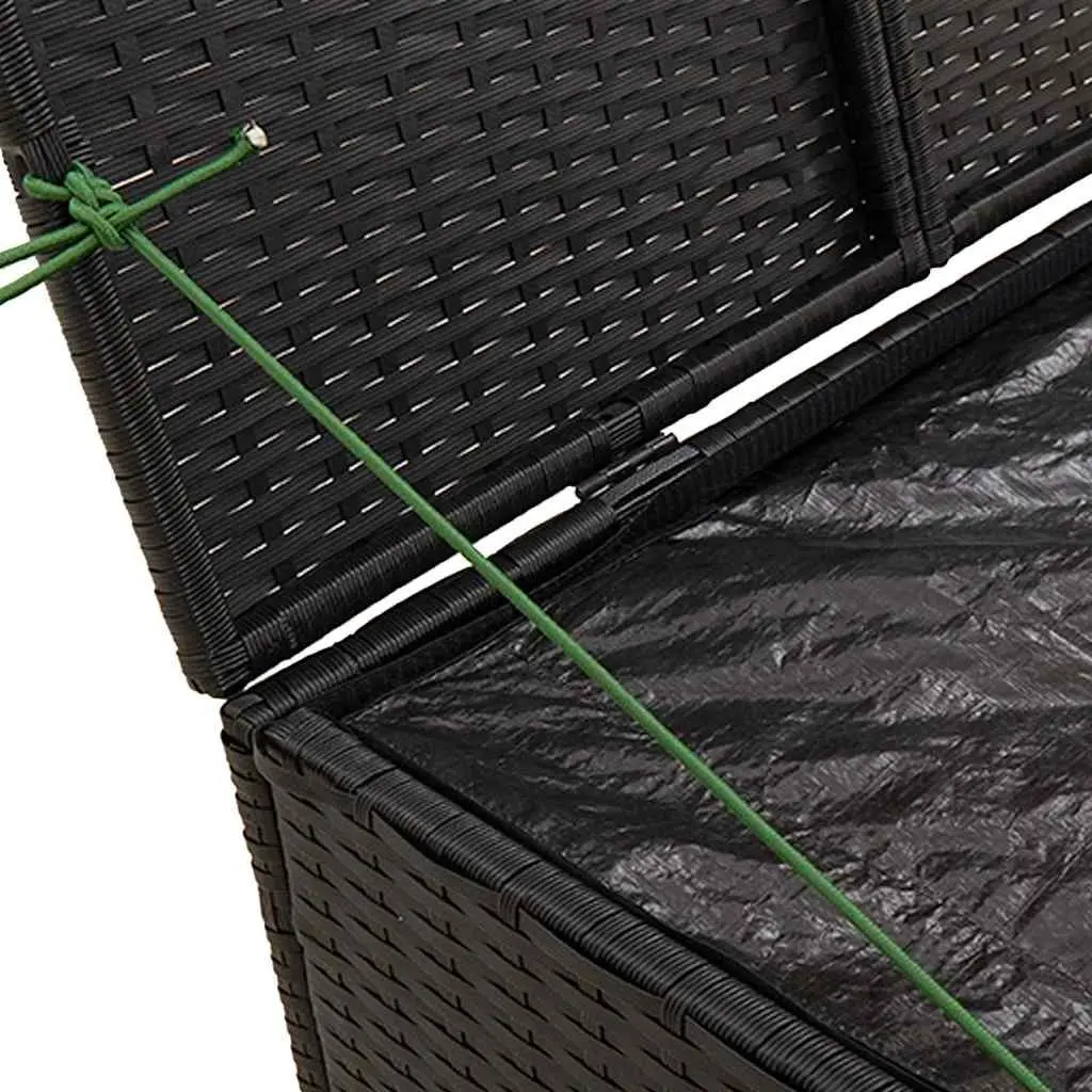 Garden Storage Box Black 291L Outdoor Furniture Poly Rattan with
