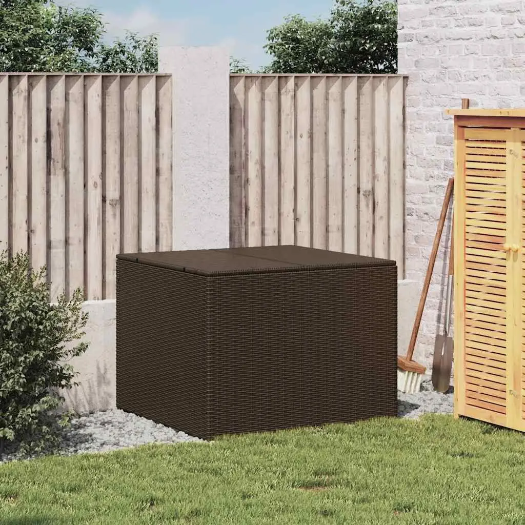 Garden Storage Box Poly Rattan 291L Brown Outdoor Patio Container