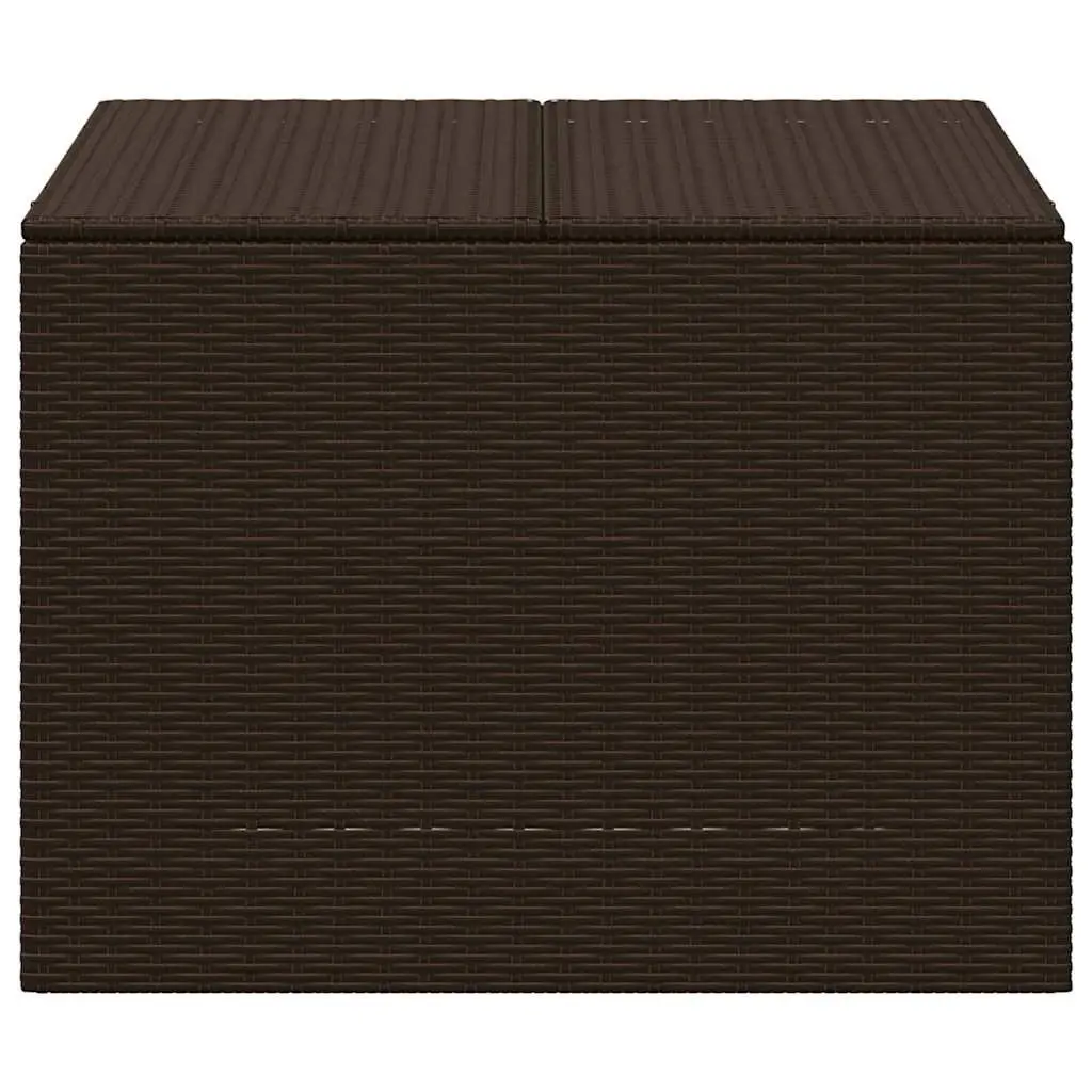 Garden Storage Box Poly Rattan 291L Brown Outdoor Patio Container