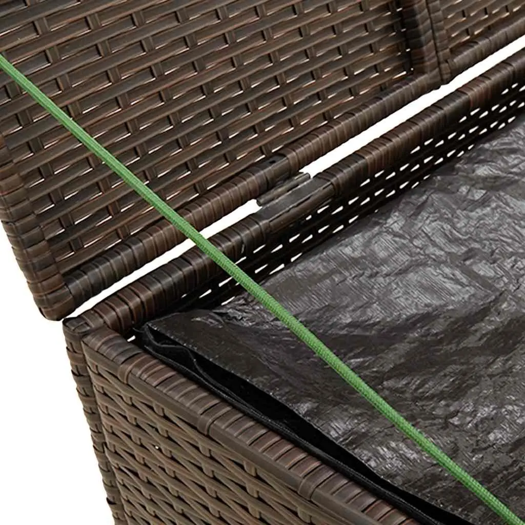 Garden Storage Box Poly Rattan 291L Brown Outdoor Patio Container