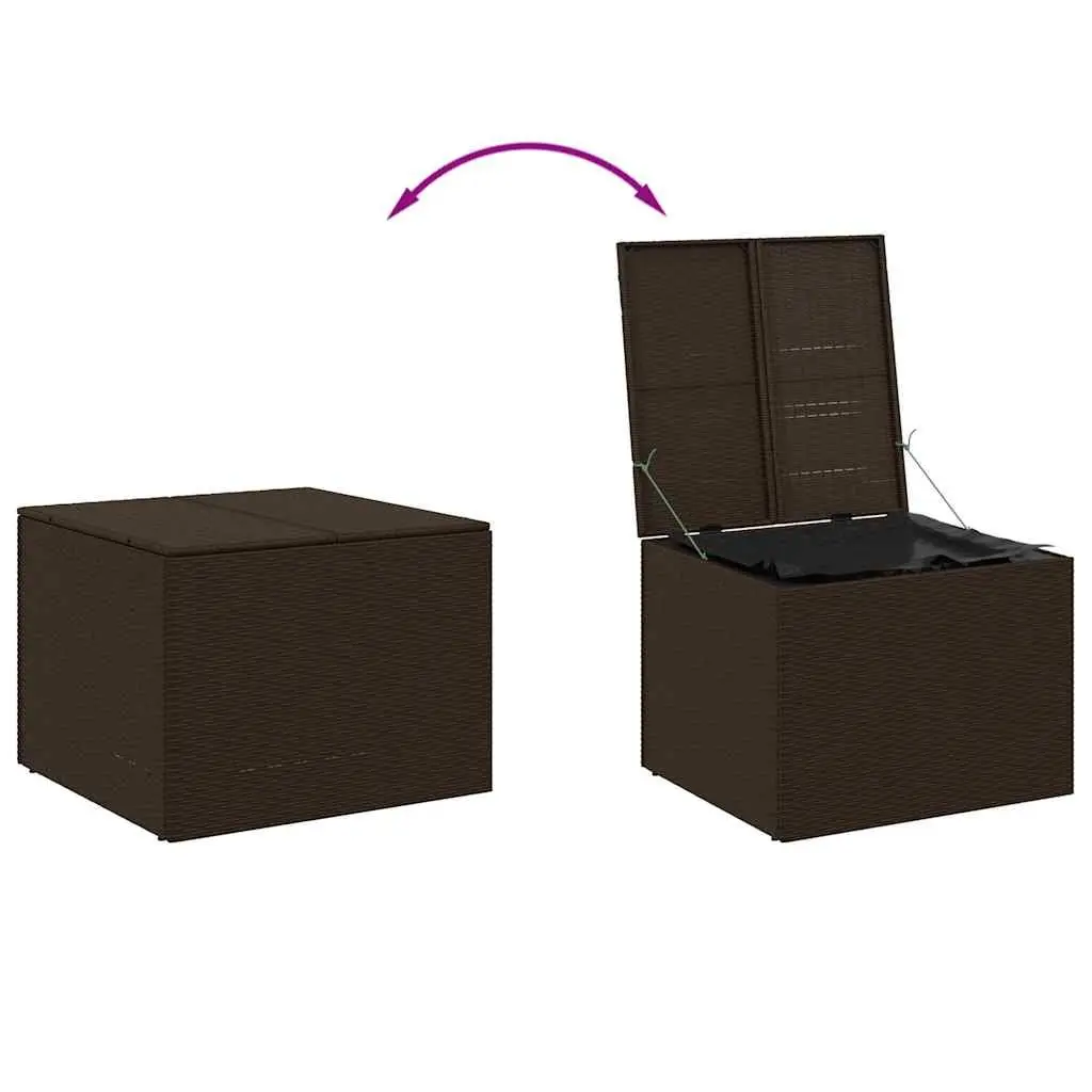 Garden Storage Box Poly Rattan 291L Brown Outdoor Patio Container