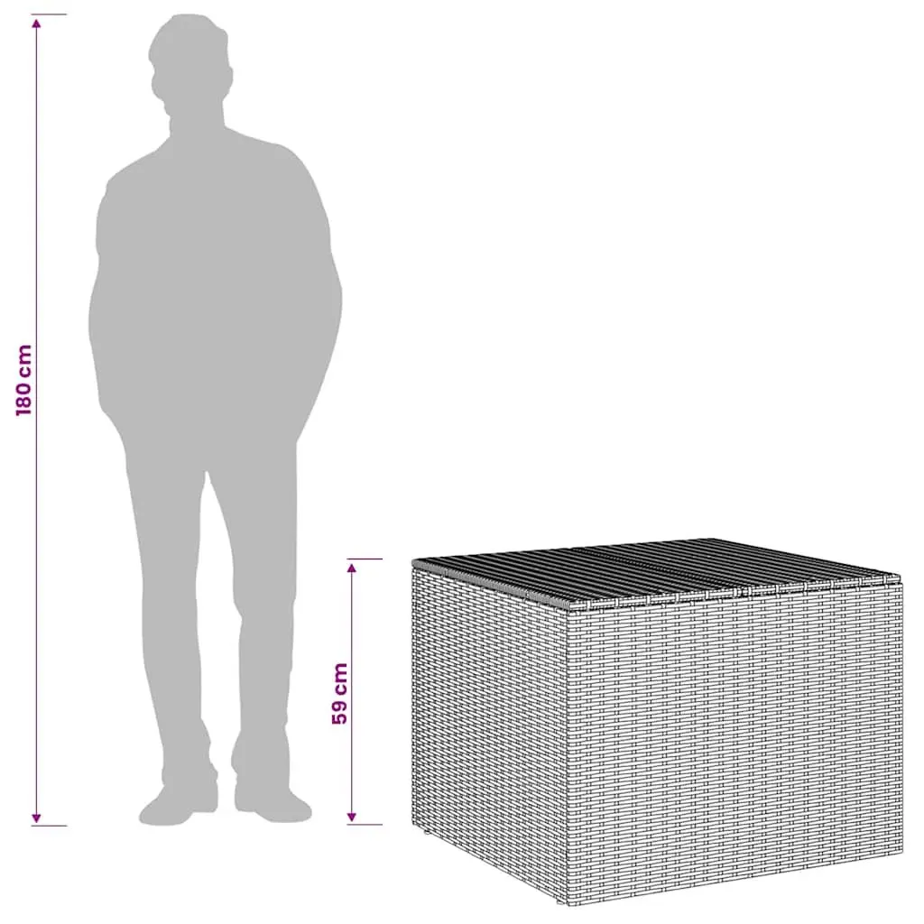 Garden Storage Box Grey 291L Outdoor Poly Rattan with Water-Resistant Bag Steel