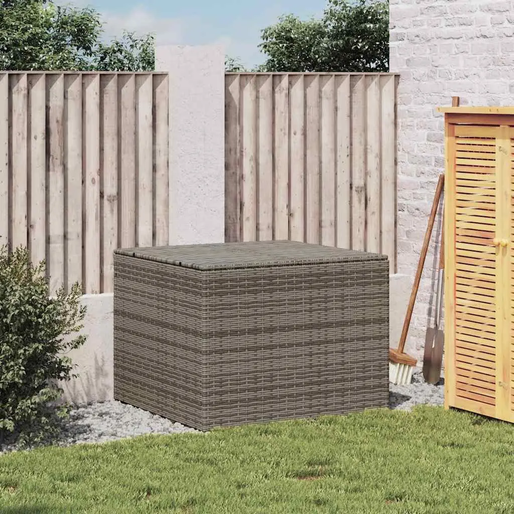 Garden Storage Box Grey 291L Outdoor Poly Rattan with Water-Resistant Bag Steel