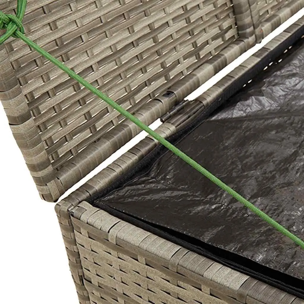 Garden Storage Box Grey 291L Outdoor Poly Rattan with Water-Resistant Bag Steel