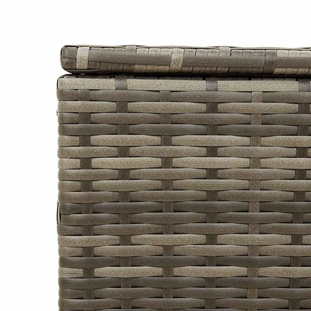 Garden Storage Box Grey 291L Outdoor Poly Rattan with Water-Resistant Bag Steel