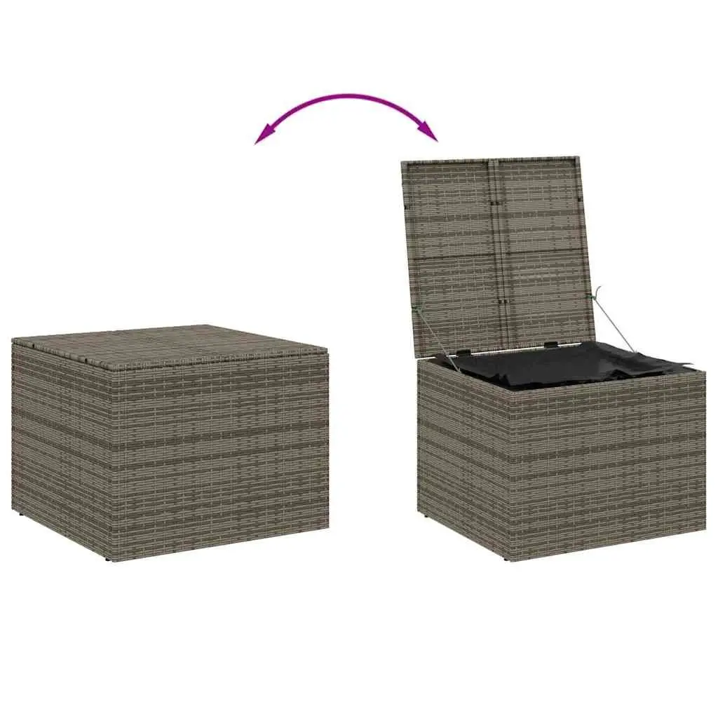 Garden Storage Box Grey 291L Outdoor Poly Rattan with Water-Resistant Bag Steel