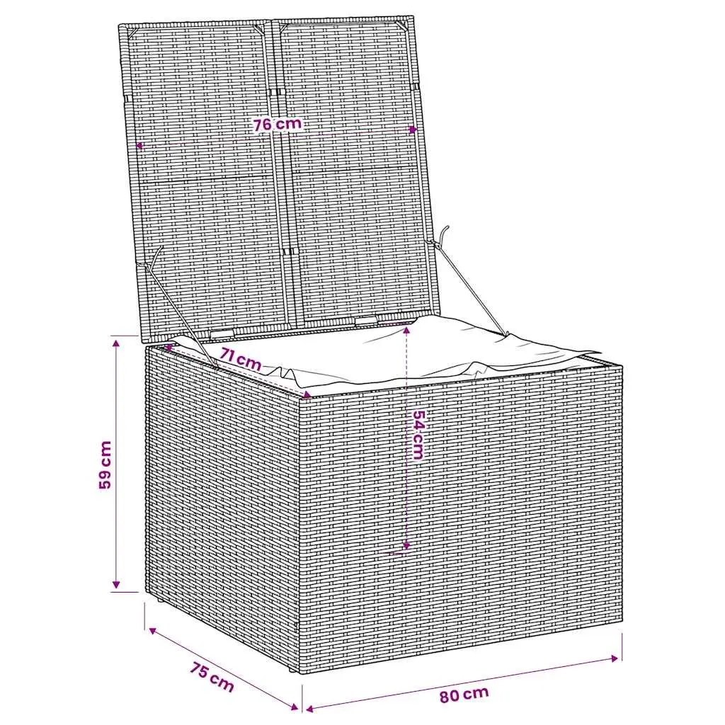 Garden Storage Box Grey 291L Outdoor Poly Rattan with Water-Resistant Bag Steel